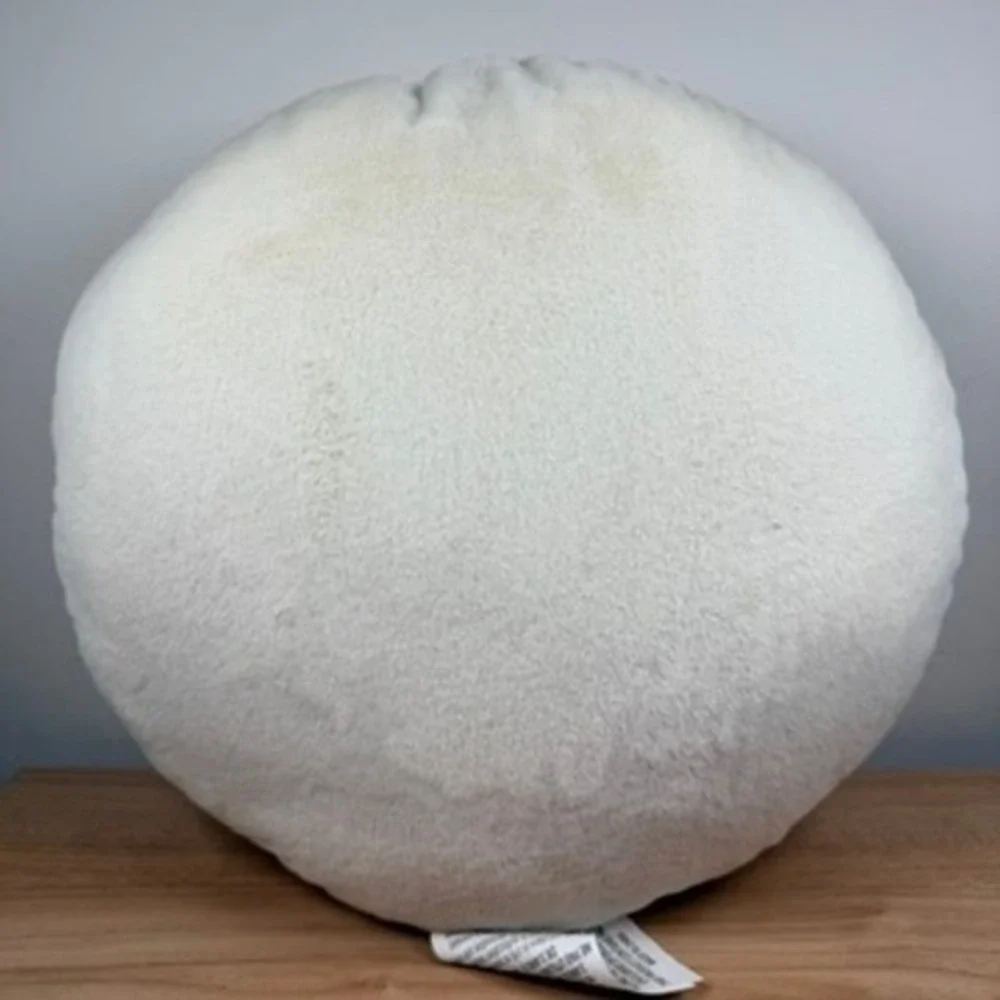 Wicked Katie Kime Pillow White Emerald City Impressed Round Faux Fur Soft Decor